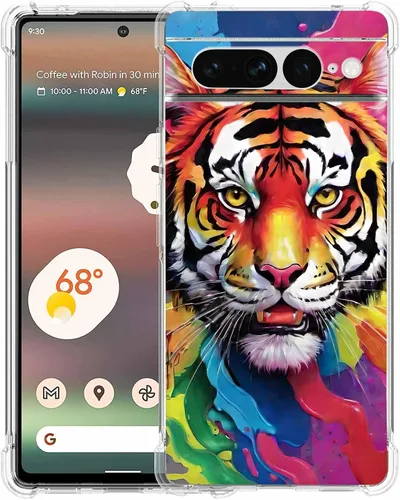 Vista 20 de Pixel 7 Pro - Funda protectora de poliuretano termoplástico resistente a los arañazos y a prueba de golpes con diseño de mandala de pavo real