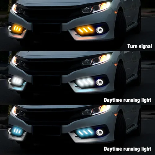 Vista 2 de x xotic tech Cubierta de bisel de luces antiniebla LED para parachoques delantero, compatible con Honda Civic 10ª generación 2016-2018 2/4 puertas