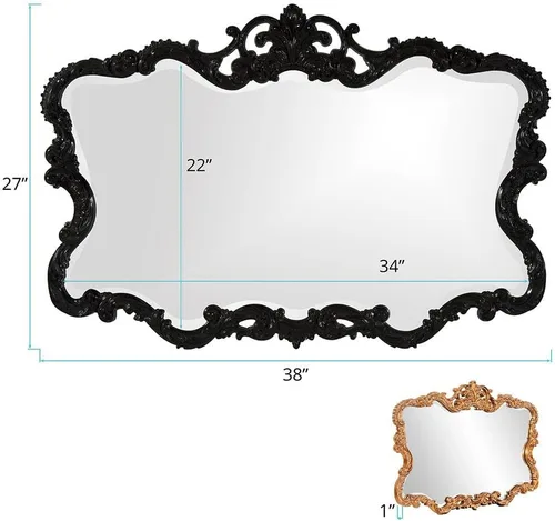 Vista 6 de Howard Elliott Espejo Ornamentado Talida Rojo Envejecido para Pared, Gran Punto Focal Rectangular para Dormitorio, Sala de Estar y Tocador, Espejo