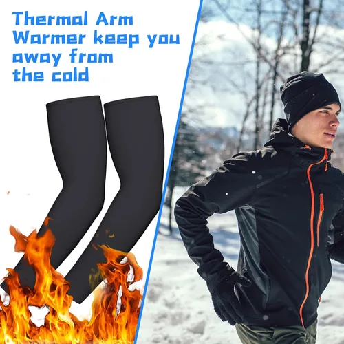 Vista 5 de Calentador térmico de brazo para ciclismo mangas elásticas de compresión UV suministros deportivos para hombres y mujeres deportes de invierno al