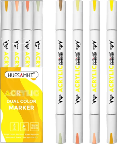 Vista 13 de Acrylic Paint Markers, 24 Pack Dual Tip Brush Pens - 48 Colors Double Ended Permanent Markers for Rock Painting, Ceramic, Glass, Wood, Canvas & Art