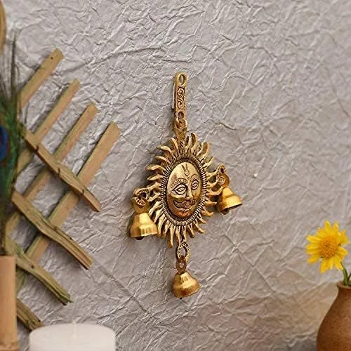 Vista 4 de Frienemy Presents Surya Dev - Escaparate decorativo para colgar en la pared, cara de ídolo del sol, estatua de Vastu para el hogar, oficina