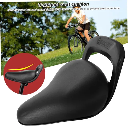 Vista 3 de Asiento de bicicleta para niños impermeable silla de bicicleta con mango de PU asiento de bicicleta elegante curvo reemplazo asiento de bicicleta