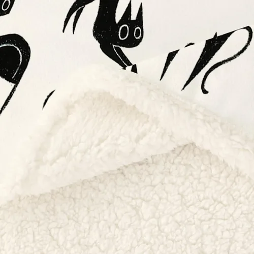 Vista 4 de Sleepwish Manta de forro polar con diseño de gato negro, con siluetas divertidas de gatos, manta Sherpa de felpa para niños y niñas, manta
