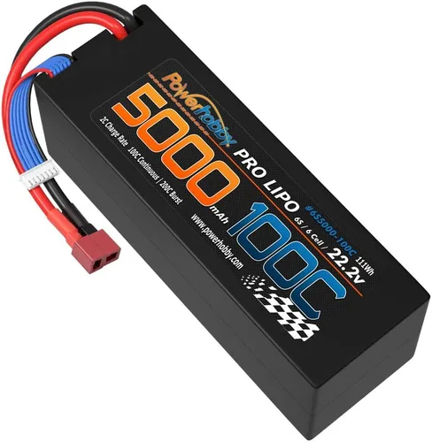 Vista 6 de Powerhobby 6s 22.2v 5000mah 100c Lipo Battery Deans Estuche rígido de 6 celdas (paquete de 2) Compatible con: 1/8 Buggy Truggy
