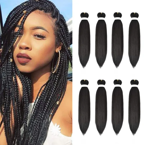 Vista 36 de 8 paquetes de extensiones preestiradas - 16 pulgadas de cabello trenzado premium, 55G/paquete, sin picazón, fijación en agua caliente, textura Perm