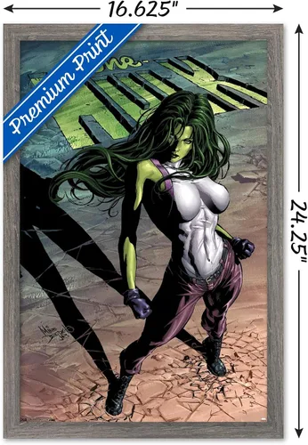 Vista 3 de Trends International Marvel Comics She-Hulk - Póster de pared #29 de She-Hulk, 14.725 x 22.375 pulgadas, versión enmarcada de madera de granero