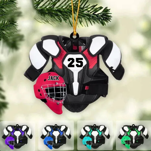 Vista 9 de Adorno acrílico de hockey personalizado 2026, decoración personalizada para árbol de Navidad, regalo único de recuerdo festivo para jugadores