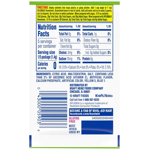 Vista 4 de Kool-Aid Paquetes de mezcla de bebida en polvo sin azúcar, sin cafeína, manzana verde, cero calorías, 48 unidades (paquete de 4)