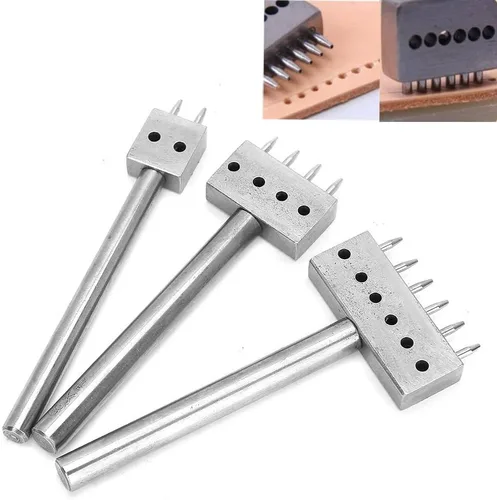 Vista 2 de 3 herramientas profesionales para perforar agujeros de cuero, puntada de corte para cartera, herramienta espaciadora de cinturón, herramienta