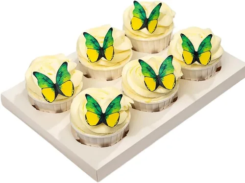 Vista 12 de Mariposas comestibles para decoración de pasteles, decoración comestible de arco iris para pasteles y cupcakes, mariposas de papel de oblea