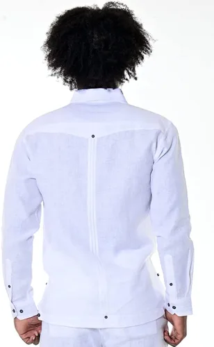 Vista 2 de bohio Elegante guayabera 100% lino para hombre con hermoso diseño bordado (MLG1415)