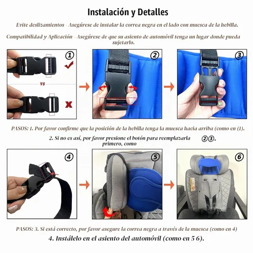 Vista 4 de LETTON Banda ajustable para reposacabezas de asiento de coche para niños pequeños, cubierta de correas para asiento de coche, alivio de cuello
