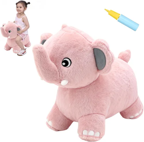 Vista 7 de INPANY Caballo Saltarín, Juguetes Panda Brincolín, Animal de Peluche Saltarín para Niños Pequeños, Juguetes de Goma Inflables para Montar, Regalo