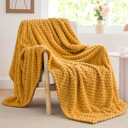 Vista 190 de BEDELITE Manta de forro polar para sofá y cama, manta decorativa de jacquard 3D de almendra, súper suave y acogedora, manta mullida cálida adecuada