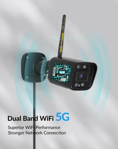 Vista 5 de FOSCAM Cámara inalámbrica de 3K 5MP para exteriores, cámara WiFi de 5 GHz y 2.4 GHz para seguridad en el hogar, cámara de vigilancia exterior FoV
