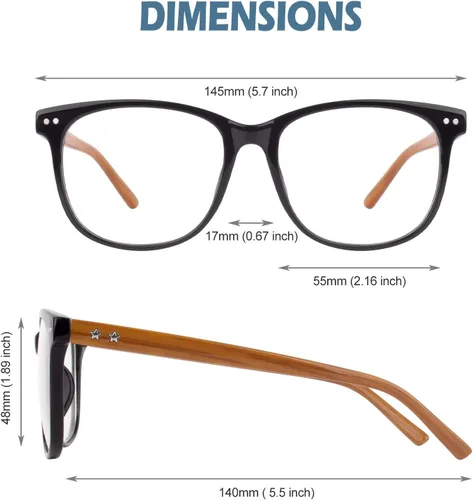 Vista 5 de Happy Store CN81 - Gafas de gran tamaño con montura UV 400 transparente