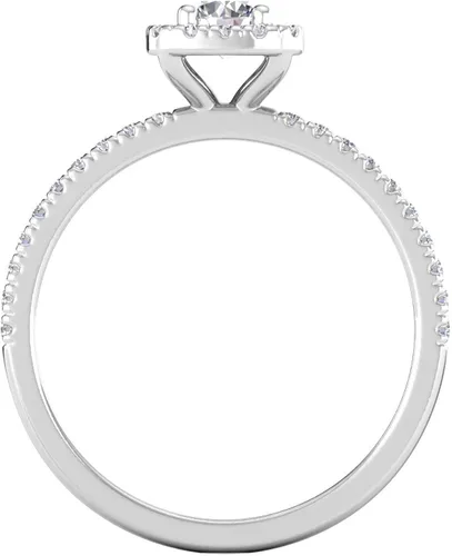Vista 3 de 12Ctw halo anillo de compromiso de diamantes en oro blanco de 10k