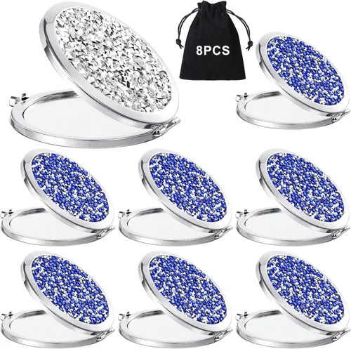 Vista 12 de Cindeer 12 Piezas Espejo Compacto Pequeño Plegable Espejo de Bolsillo Redondo de Maquillaje de Mano Espejo Cosmético de Aumento con Rincón