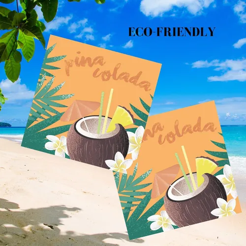 Vista 5 de Servilletas de papel de 20 unidades de 13 x 13 pulgadas, 3 capas, estampado de frutas y coco, para arte, cena y fiesta, servilletas desechables