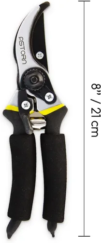Vista 2 de Tijeras de podar de derivación de 8 pulgadas para jardinería, tijeras de jardín ultra afiladas resistentes con agarre ergonómico antideslizante