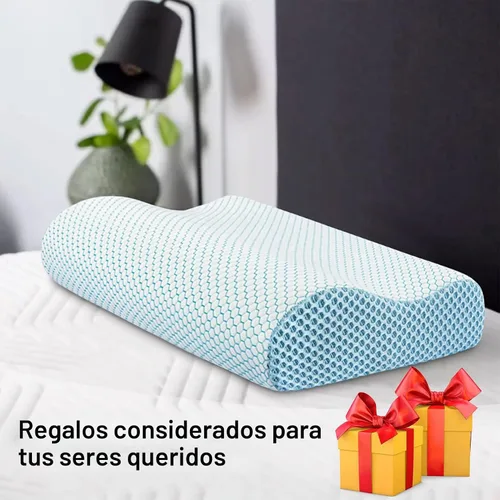 Vista 7 de Almohada de espuma viscoelástica Anvo, almohada ortopédica cervical de contorno de cuello para dormir de lado, boca arriba o boca abajo, diseño