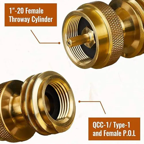 Vista 3 de Adaptador de tanque de propano de 1 libra, Adaptador de tanque de propano convertidor de 20 lb a 1 libra, Engánchate Tanques de propano pequeños