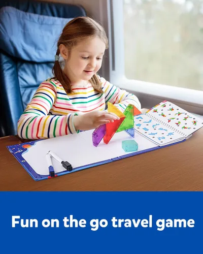 Vista 5 de Rompecabezas Tangram Magnético de Viaje Coogam con Bloques de Construcción 3D, Libros de Rompecabezas de Escritura en Forma de Patrón para Viajes