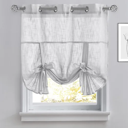 Vista 11 de Pony Dance Cortinas de ventana de baño, pantalla con lazo para dormitorio, filtro de luz, semitransparente, cortinas romanas elegantes para Blanco