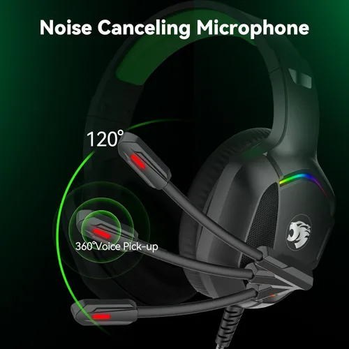 Vista 3 de Auriculares para juegos con micrófono para PC, Xbox One Series Xs, PS4, PS5, interruptor, auriculares estéreo con cancelación de ruido