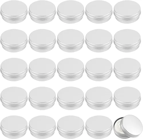 Vista 11 de Paquete de 12 latas, latas de salve de 0.5 onzas con tapas, recipientes pequeños de aluminio de metal recargable, recipientes redondos de estaño
