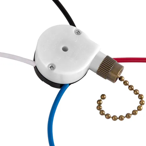 Vista 10 de Interruptor de ventilador de techo con 4 cables preinstalados de 3 velocidades y 4 cables, ZE-208s Zing Ear E89885, cadena de tracción