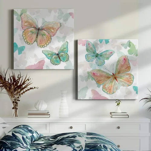 Vista 3 de Renditions Gallery Asbury Garden Butterflies I - Arte de pared, decoración en lienzo de alta calidad con envoltura de galería, listo para colgar, 10