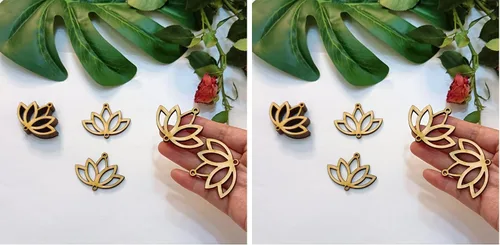 Vista 8 de 30 aretes de madera recortados en forma de loto, manualidades de corte láser sin terminar, accesorios de joyería de madera (2 pulgadas)