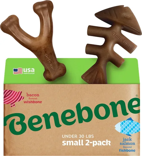 Vista 10 de Benebone - Paquete de 2 juguetes masticables duraderos para perros, diseño Maplestick/Zaggler, tocino real, madera de arce real, fabricados