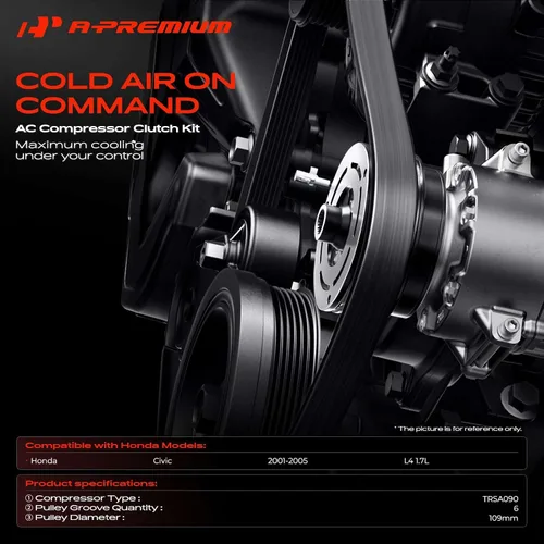 Vista 2 de A-Premium Kit de embrague del compresor del A/C compatible con Honda Civic 1.7L 2001-2005