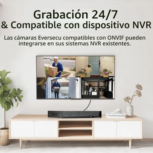 Vista 7 de EVERSECU Cámara bala WiFi con cable 2K, lente gran angular de 0.1 in, audio de 2 vías, visión nocturna, alarma de detección de movimiento