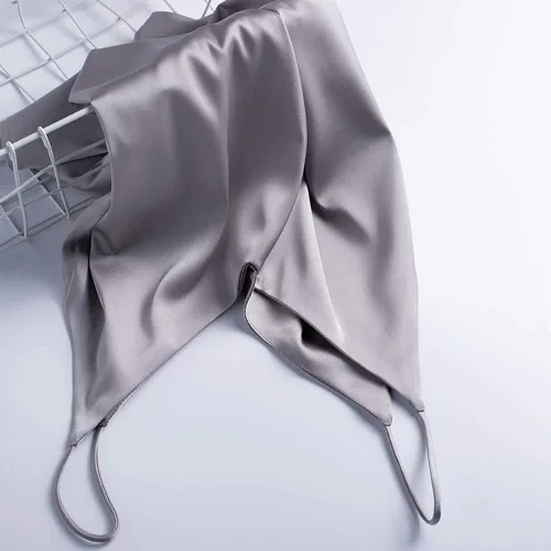 Vista 2 de Van Royal - Blusa corta elegante para mujer, sin mangas, de satén suave, sexy con cuello en V