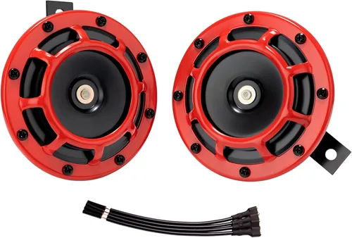 Vista 8 de Bocina eléctrica para coche, 12 V, súper fuerte, tono alto/bajo, kit de bocinas dobles de metal con rejilla protectora, 2 bocinas 003399801, montaje