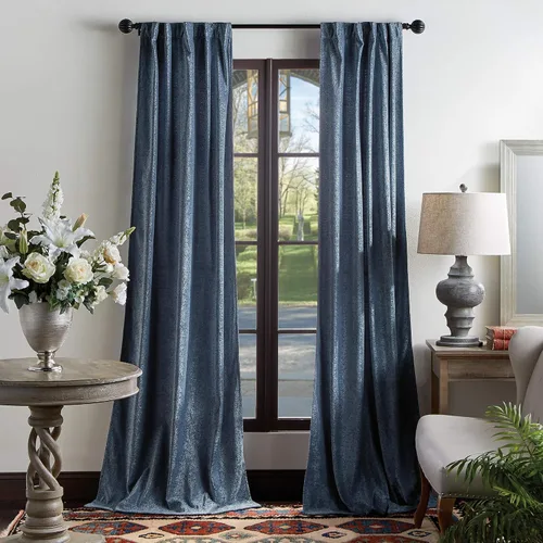 Vista 8 de Martha Stewart Naples - Par de paneles de cortinas de felpilla con pestaña trasera sólida, 95 pulgadas, color natural
