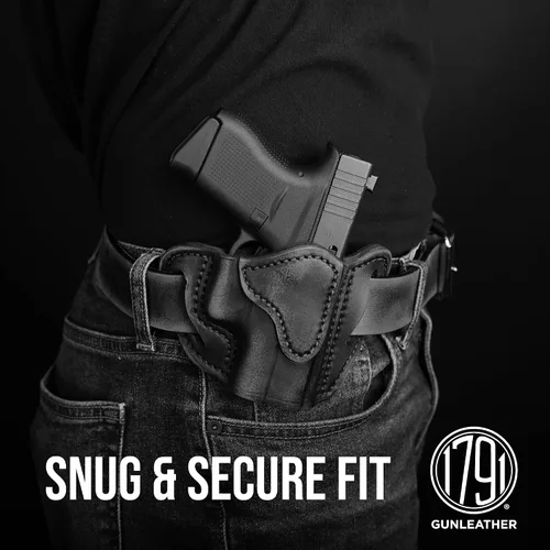 Vista 4 de 1791 Gunleather Glock 43 Funda, funda de piel para cinturón de mano derecha G43. Compatible con Glock 43 y Ruger LC9 & Ruger SR22