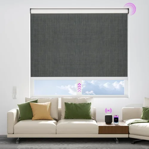 Vista 30 de Astomi Persianas enrollables motorizadas para ventanas, persianas inteligentes opacas para interiores, control remoto y de voz sin esfuerzo