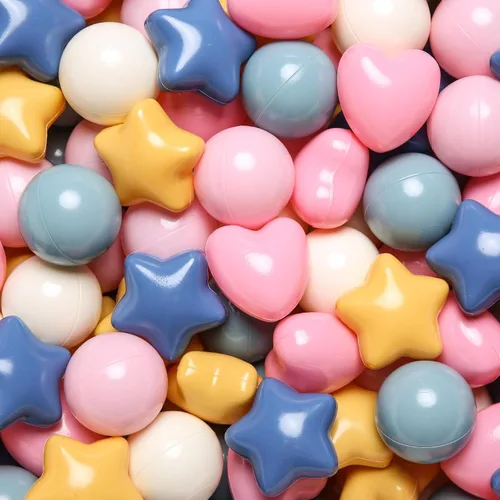 Vista 26 de Bolas de hoyo de TRENDPLAY en forma de estrella y corazón para niños pequeños - 50, 100, 200, 500 piezas de bolas de plástico para diversión y juego