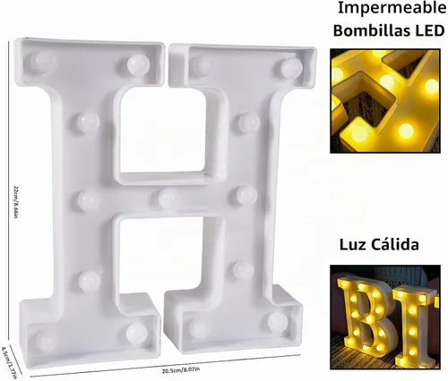 Vista 4 de Letrero de letras con luces LED de marquesina de 155 bombillas (tamaño grande)