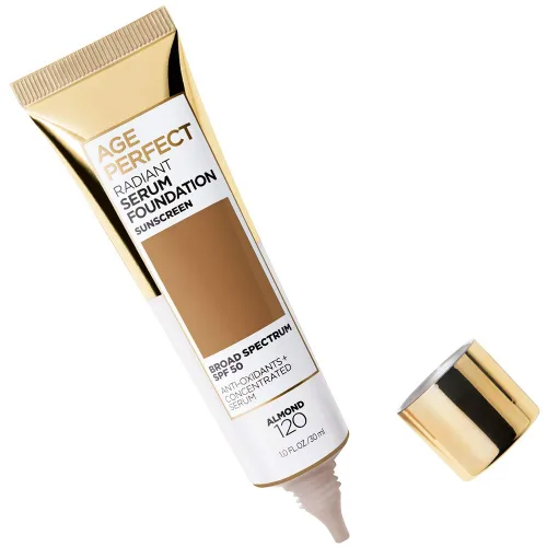 Vista 2 de L'Oreal Paris Age Perfect - Base de suero radiante con SPF 50, almendra, 1 onza