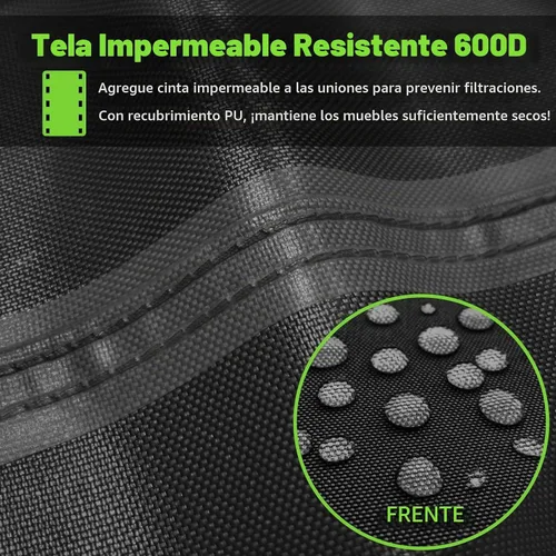 Vista 3 de [Usado] Fundas para Muebles de Patio Impermeables, Resistentes 600D Fundas para Muebles de Exterior para Conjunto de Sofá Seccional de Exterior Negro