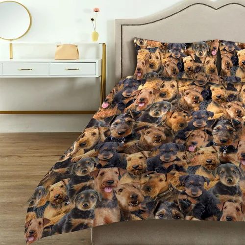 Vista 3 de Airedale Terrier - Juego de funda de edredón para amantes de los perros, juego de edredón para perros Bingley Terrier, juego de ropa de cama Perro
