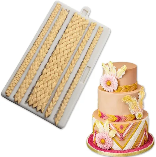 Vista 2 de Cestony 2 moldes de silicona plisados de encaje para pastel de bricolaje, fondant, galletas, jabón, pudín de azúcar, chocolate, dulces, postres