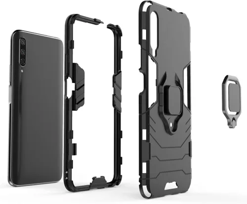 Vista 4 de Funda para Huawei Y9s 2019, soporte de anillo giratorio 360 con soporte magnético para coche, color negro