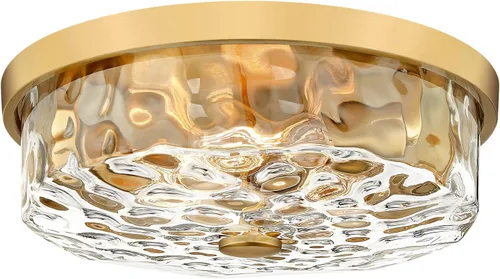Vista 9 de Lámpara de techo empotrada con pantalla de vidrio ondulado de agua, moderna iluminación de techo de 2 luces para cocina, sala de estar, porche Negro